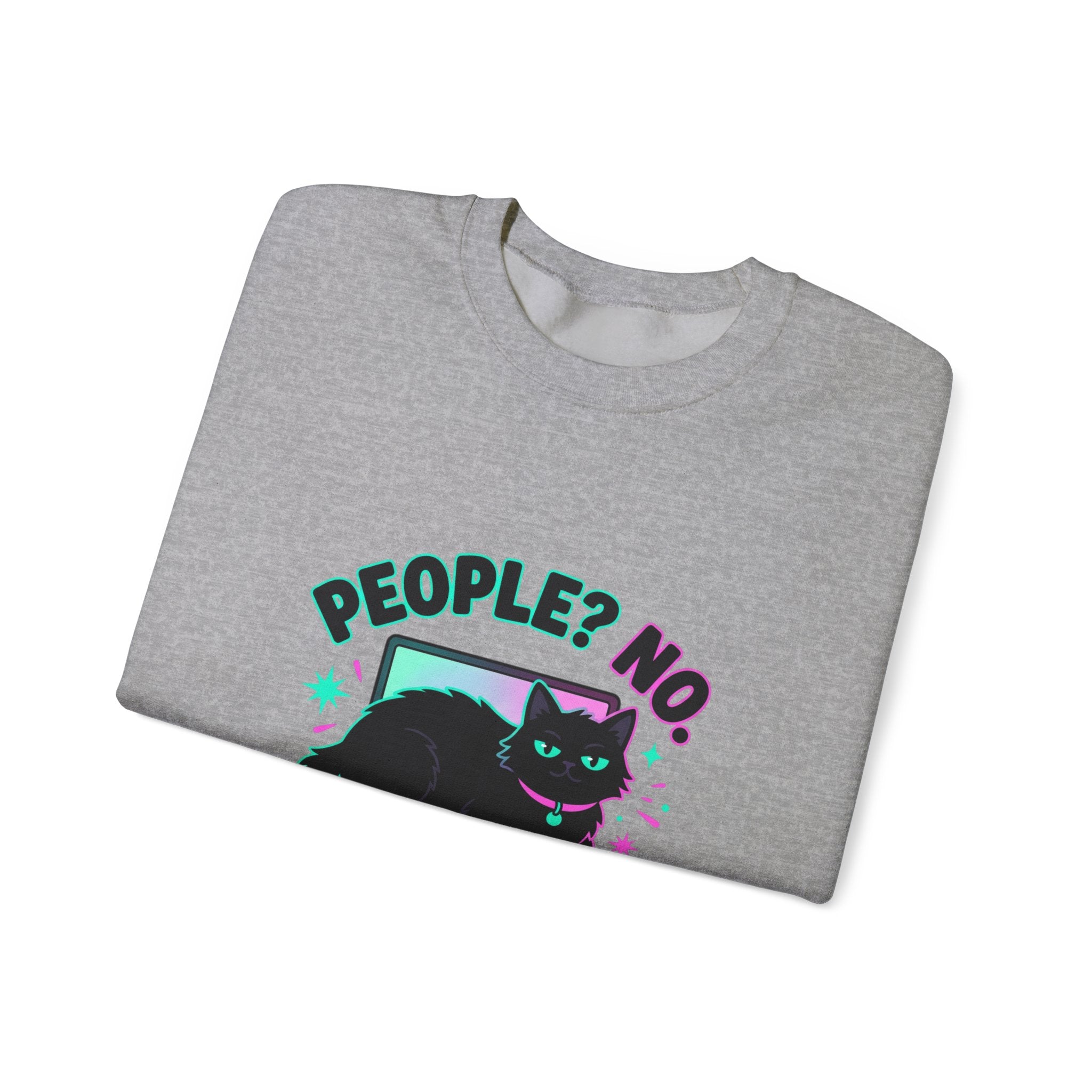 People? No. Cat? Yes. Sweatshirt — Black Cat Crewneck for Cat Lovers