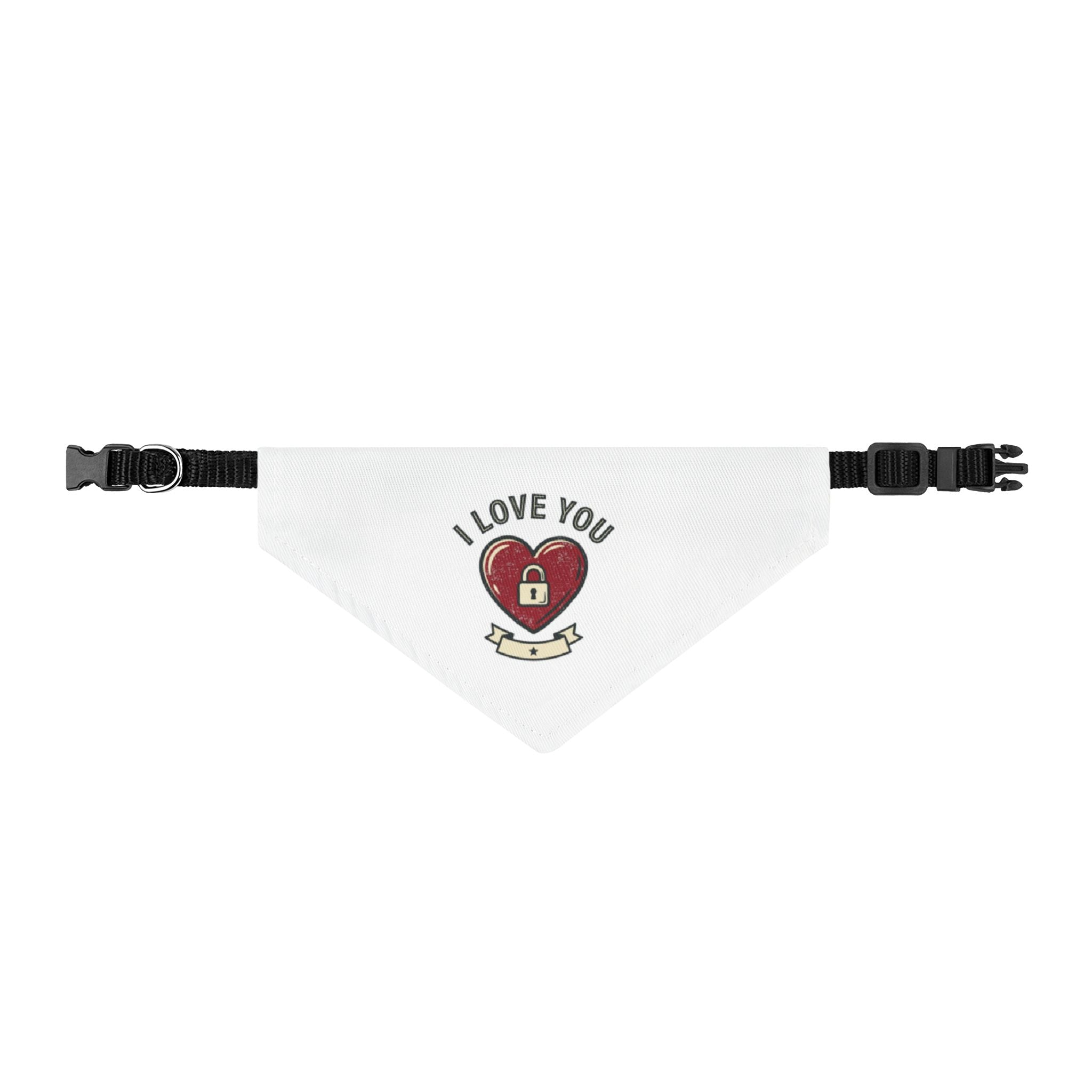 Clip-On Pet Bandana — Heart Lock Design for Dogs and Cats