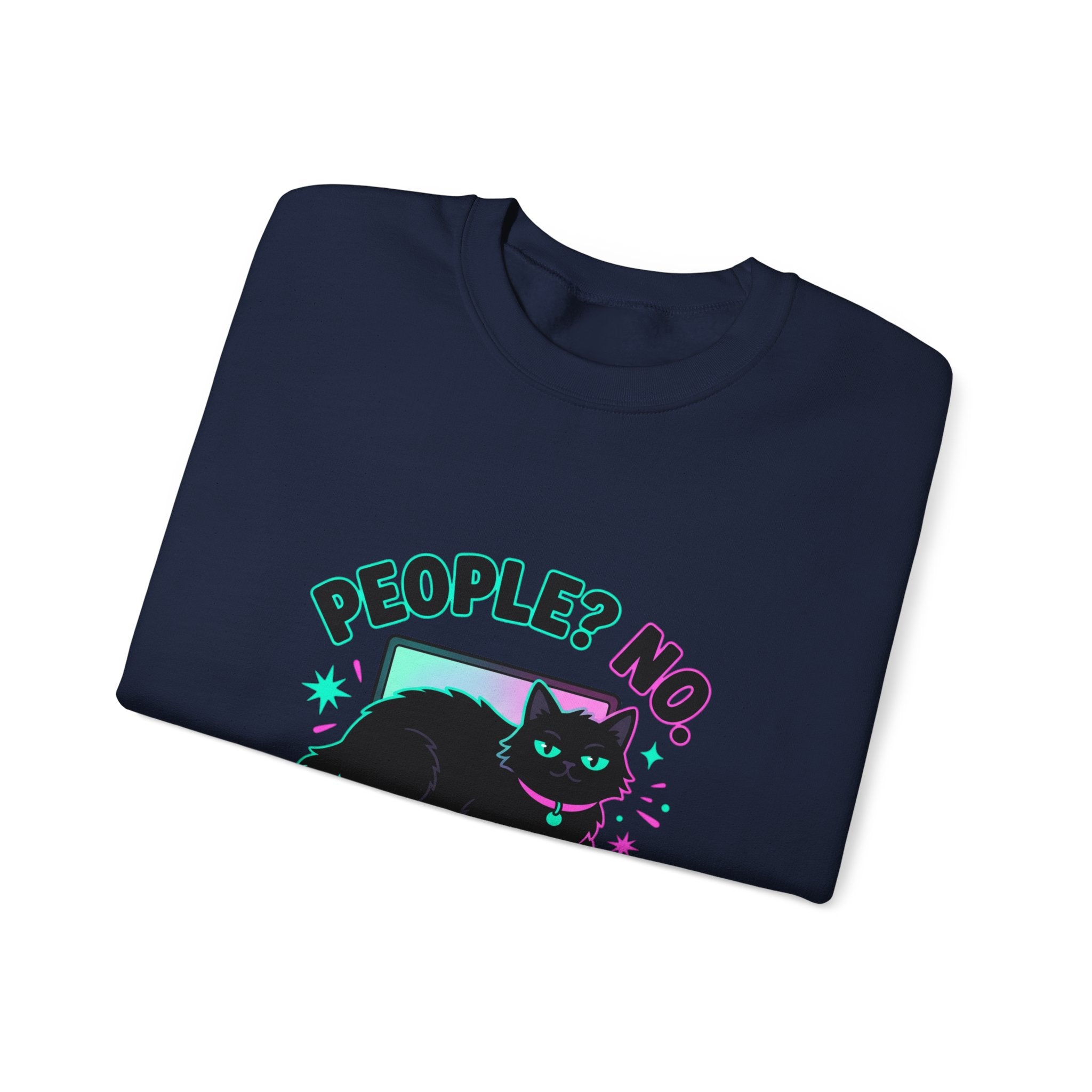 People? No. Cat? Yes. Sweatshirt — Black Cat Crewneck for Cat Lovers