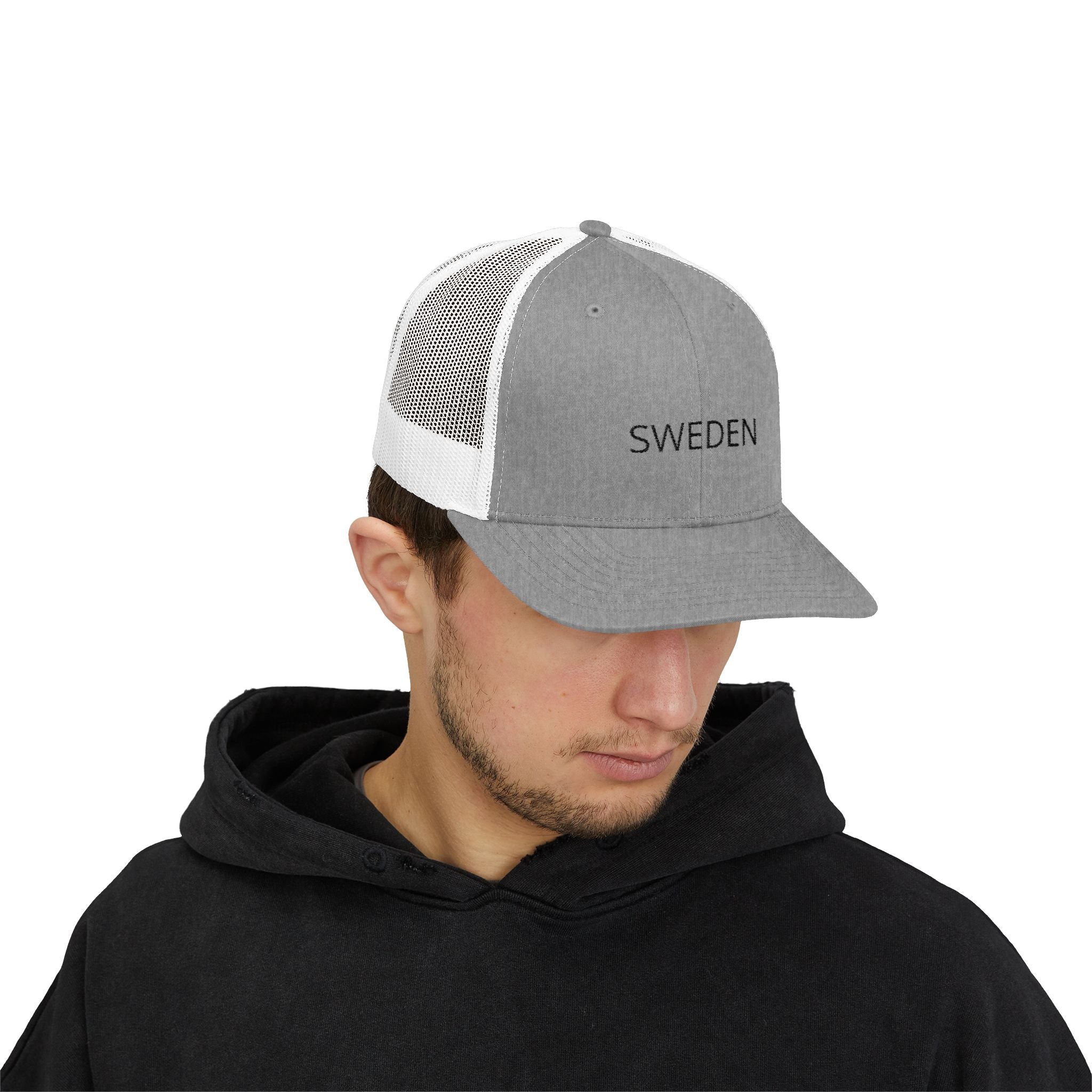 I Love Sweden Trucker Cap – Embroidered Mesh Snapback for Sweden Fans