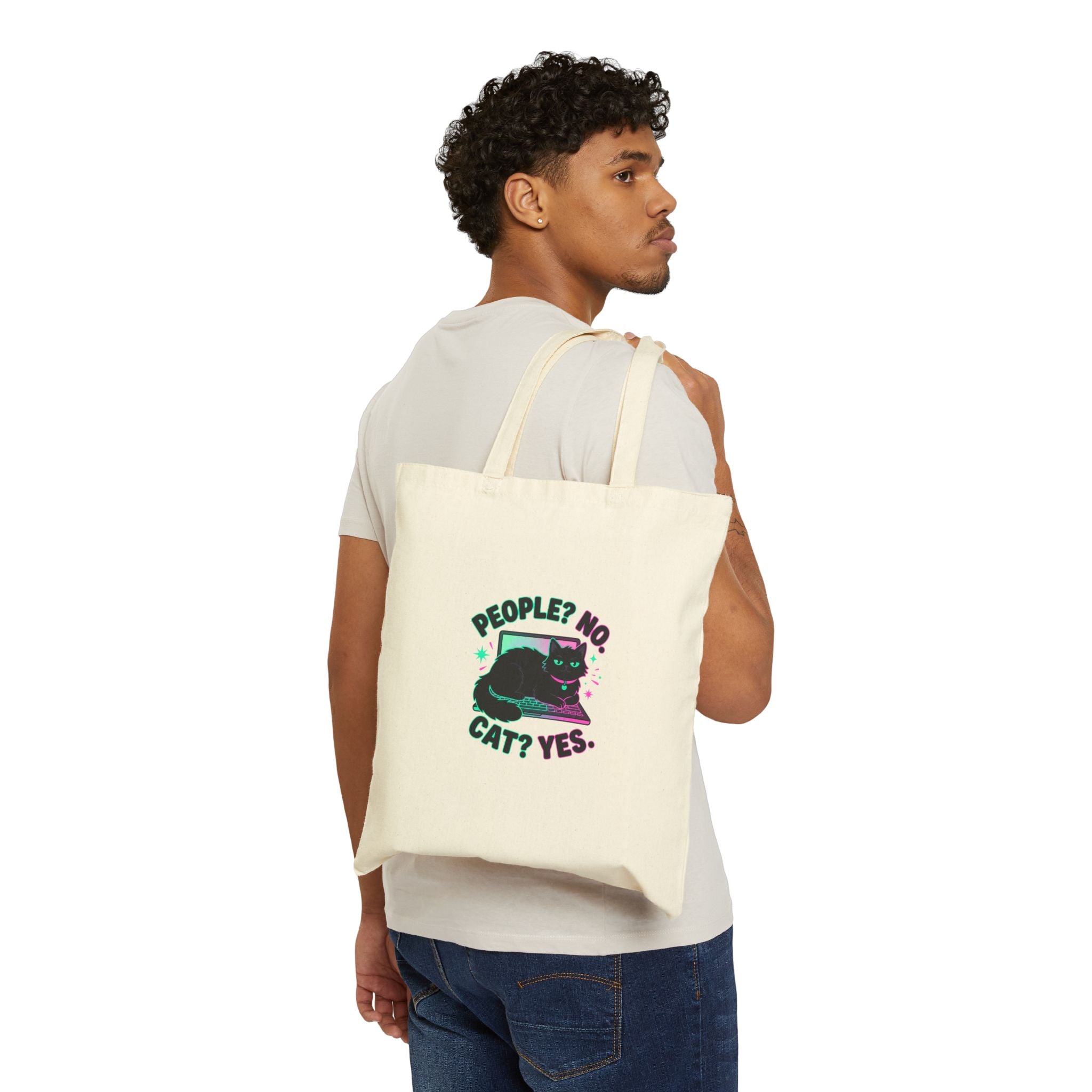 People? No. Cat? Yes. Tote Bag — Witchy Black Cat Canvas Shopper