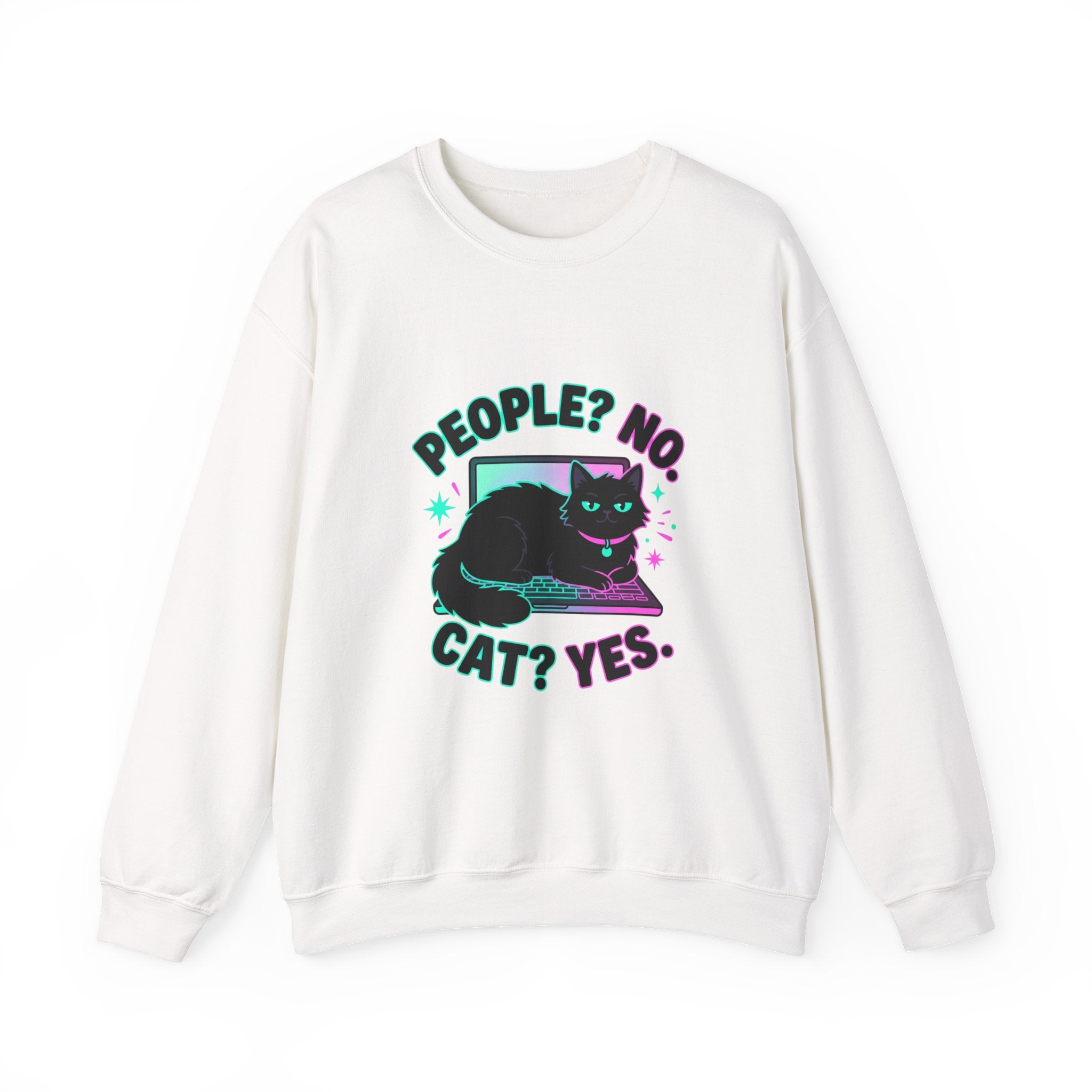 People? No. Cat? Yes. Sweatshirt — Black Cat Crewneck for Cat Lovers
