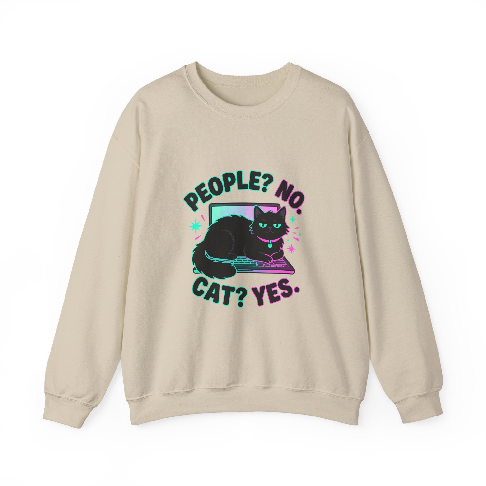 People? No. Cat? Yes. Sweatshirt — Black Cat Crewneck for Cat Lovers