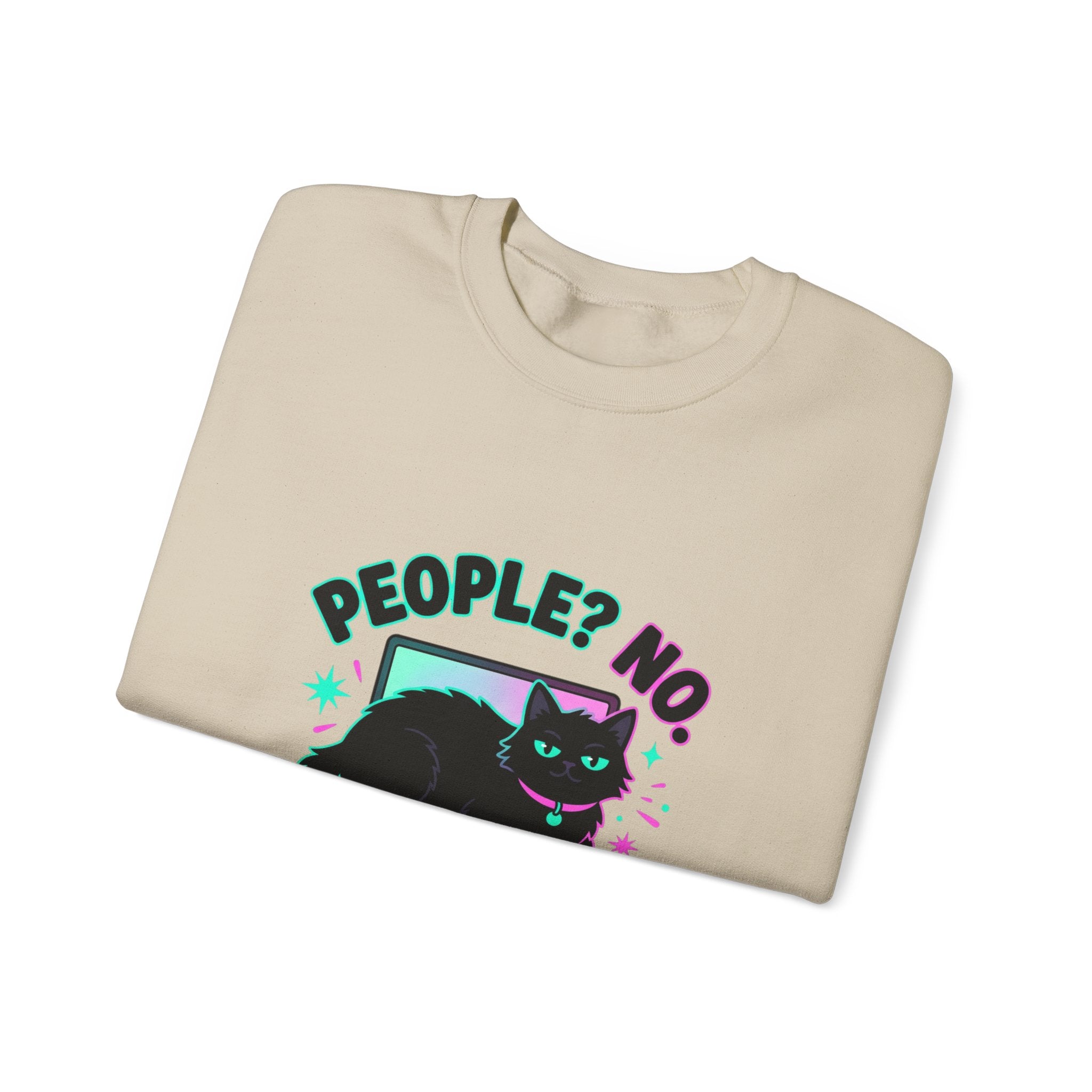 People? No. Cat? Yes. Sweatshirt — Black Cat Crewneck for Cat Lovers