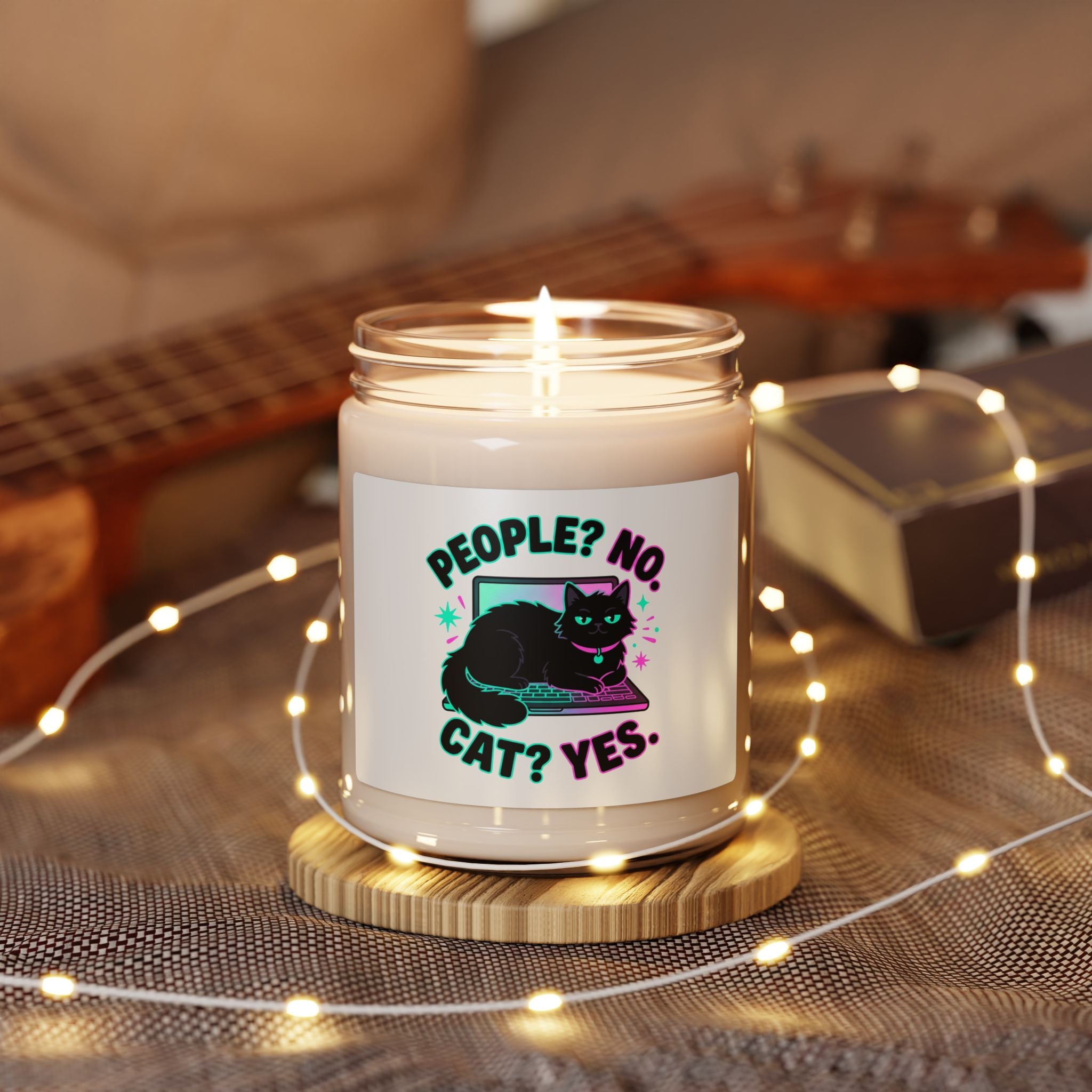 People? No. Cat? Yes. Soy Candle — Black Cat Gift for Cat Lovers