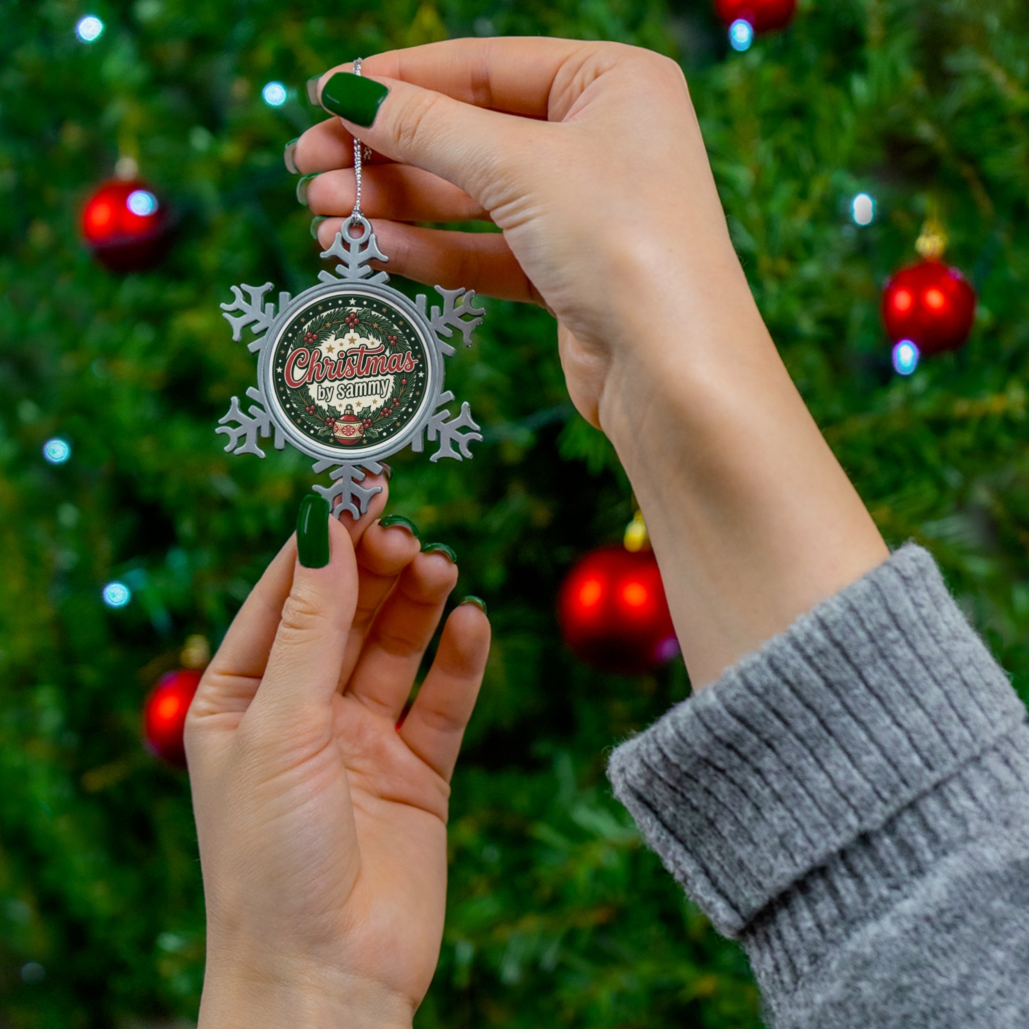Pewter Snowflake Ornament — Personalised Christmas Tree Decoration