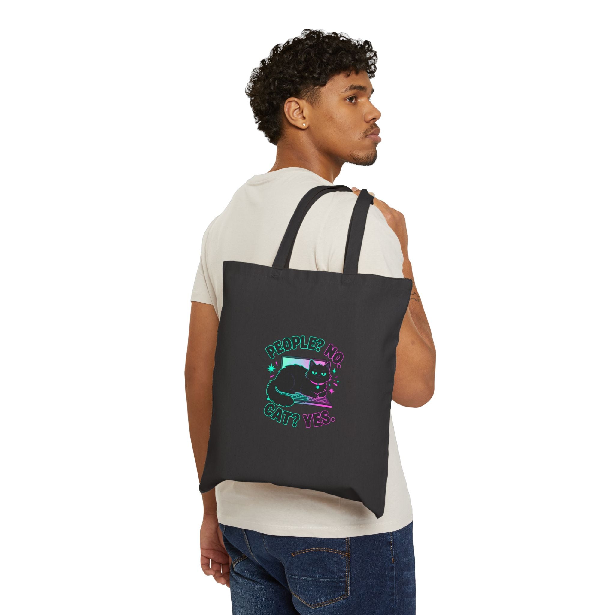 People? No. Cat? Yes. Tote Bag — Witchy Black Cat Canvas Shopper