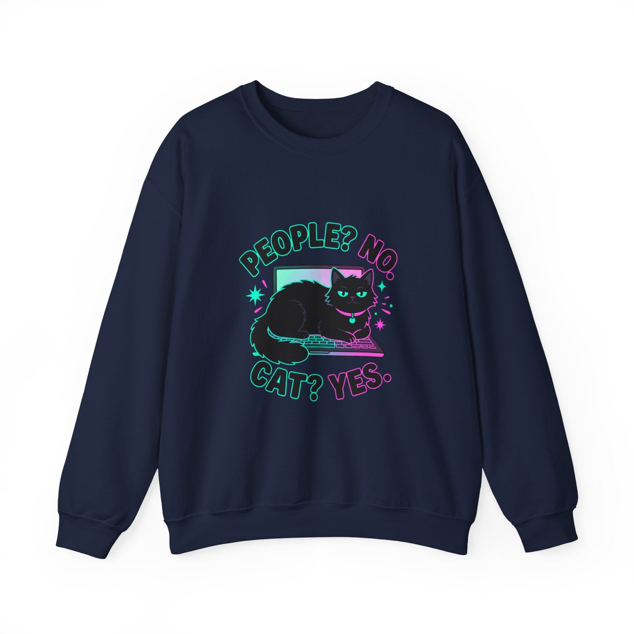 People? No. Cat? Yes. Sweatshirt — Black Cat Crewneck for Cat Lovers