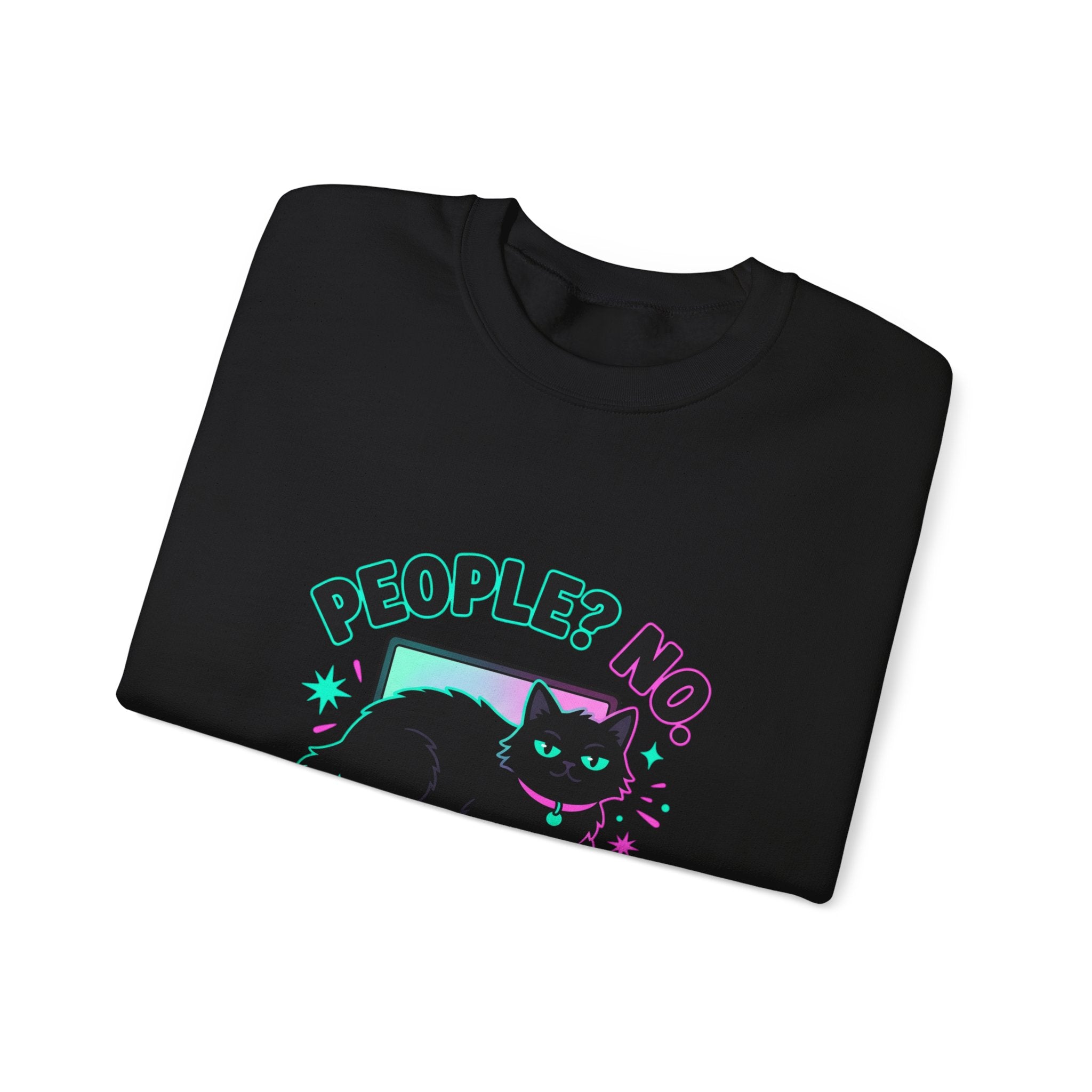 People? No. Cat? Yes. Sweatshirt — Black Cat Crewneck for Cat Lovers