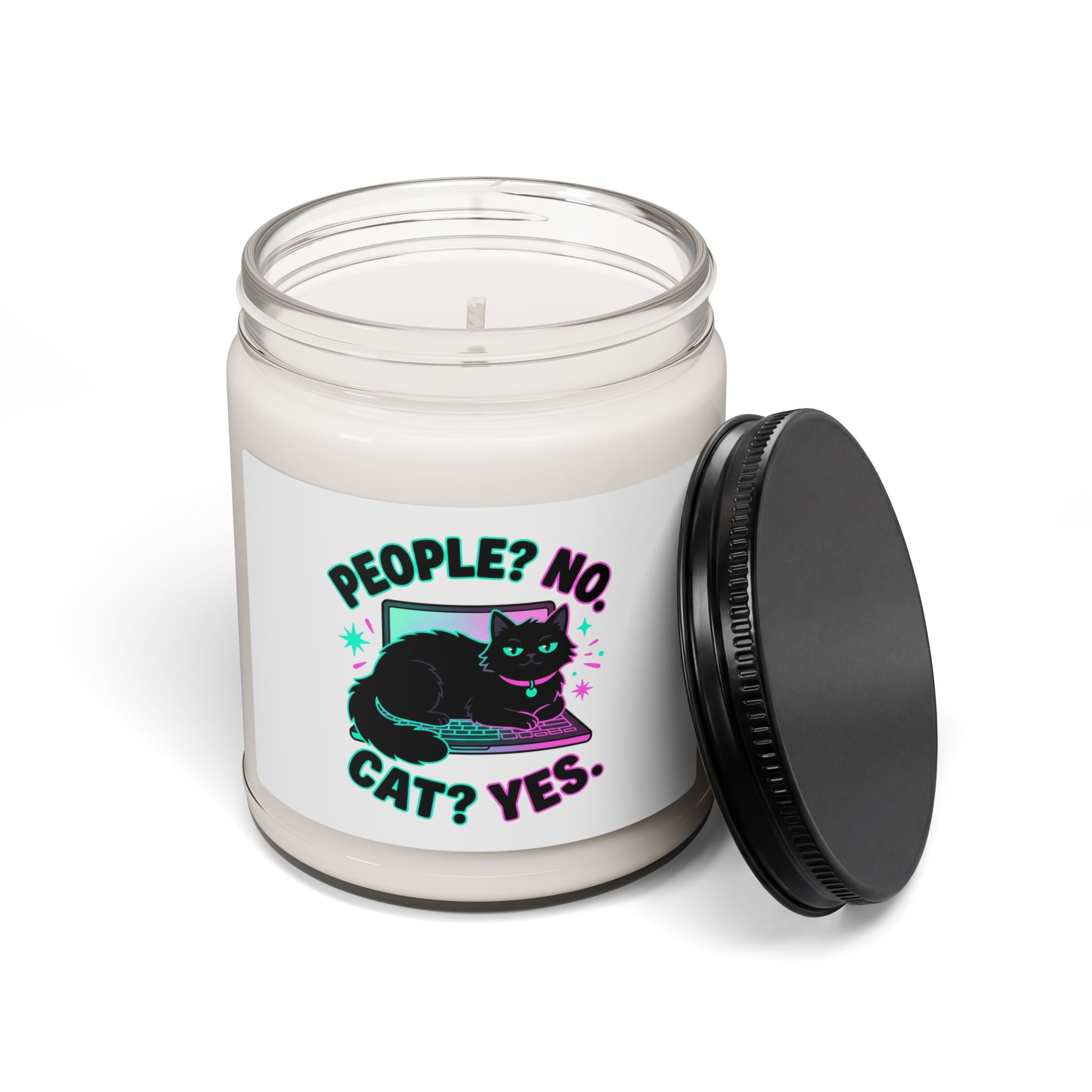 People? No. Cat? Yes. Soy Candle — Black Cat Gift for Cat Lovers