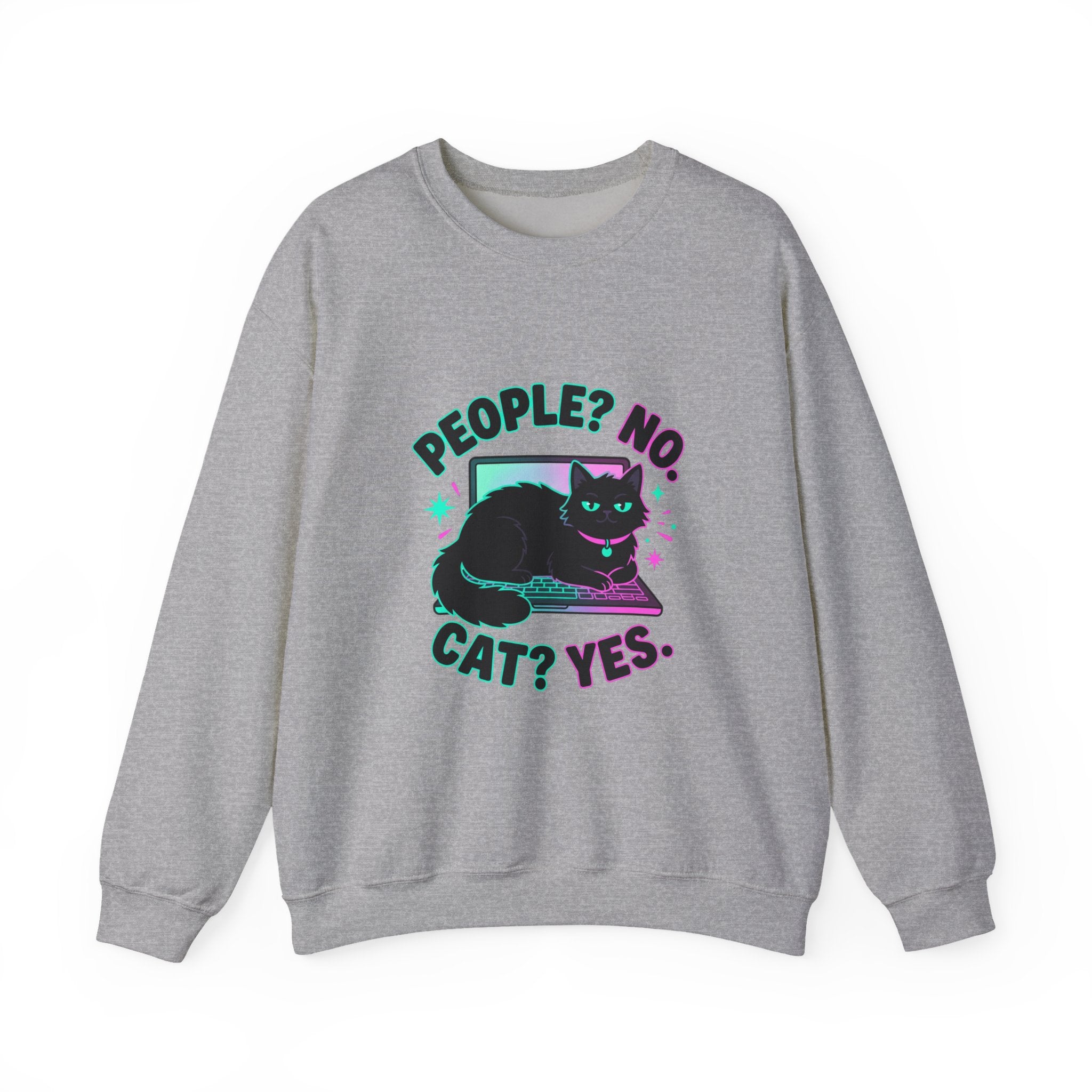 People? No. Cat? Yes. Sweatshirt — Black Cat Crewneck for Cat Lovers