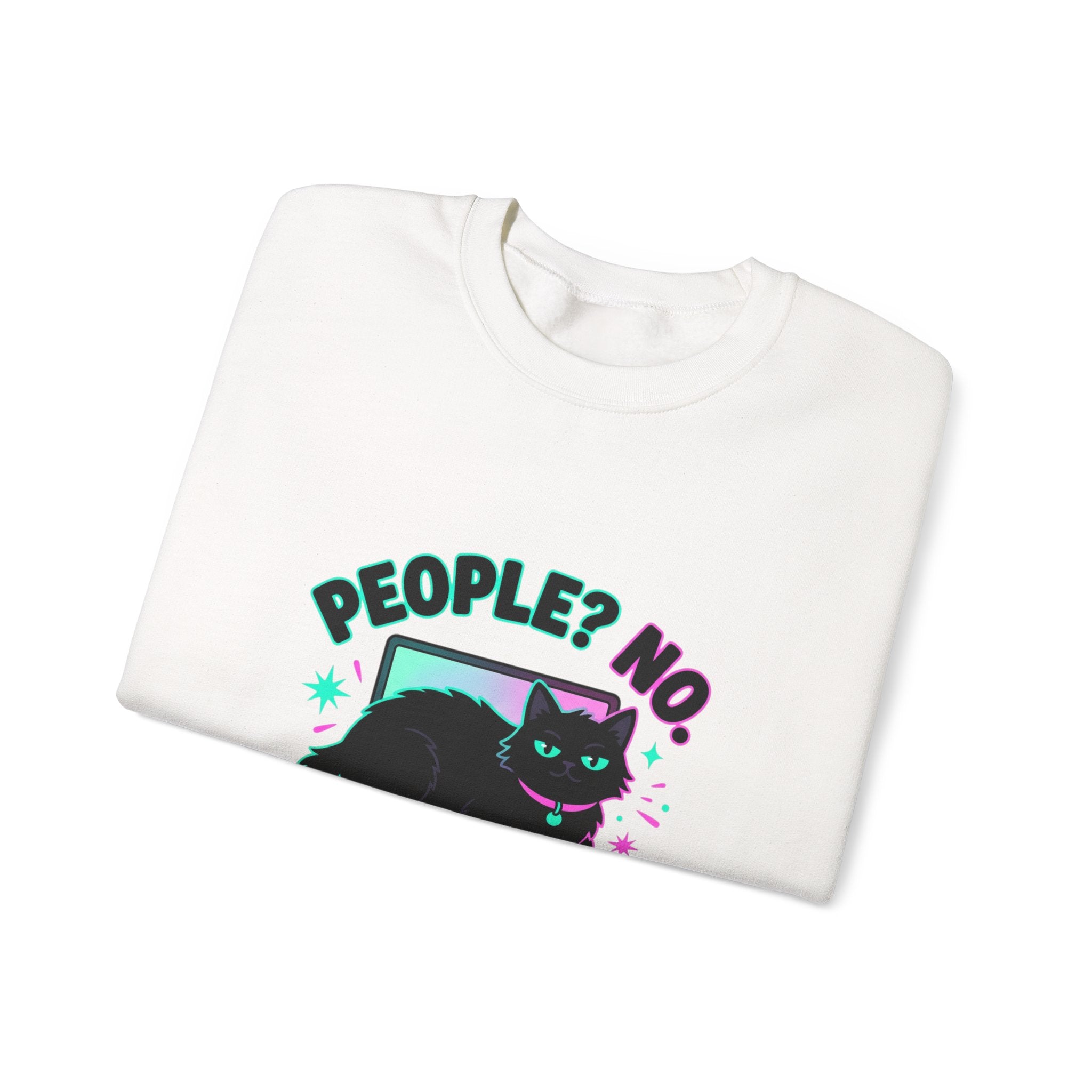 People? No. Cat? Yes. Sweatshirt — Black Cat Crewneck for Cat Lovers