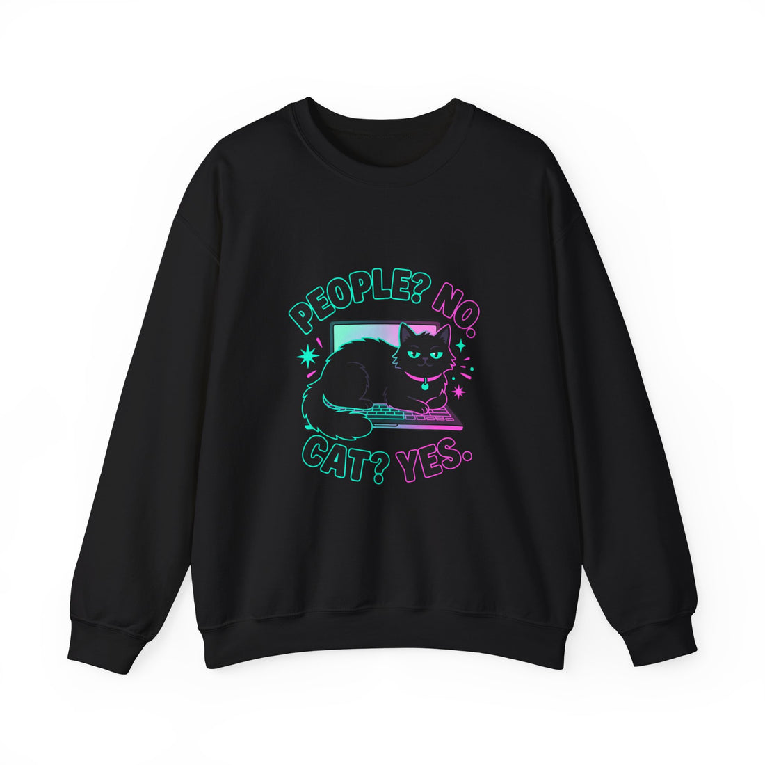 People? No. Cat? Yes. Sweatshirt — Black Cat Crewneck for Cat Lovers