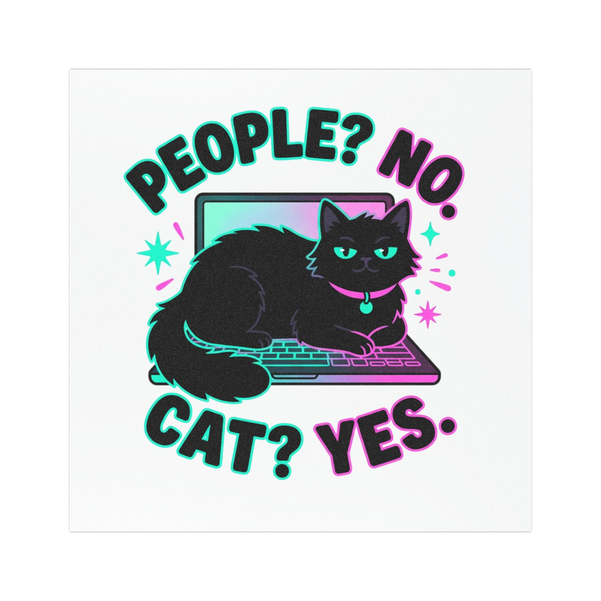 Car Magnet — "People? No. Cat? Yes." Neon Black Cat Design