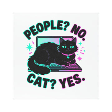 Car Magnet — "People? No. Cat? Yes." Neon Black Cat Design